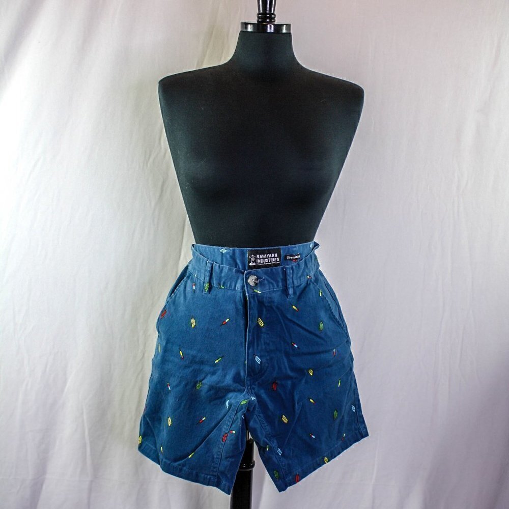 Raw Yarn Industries Shorts Stretch Twill Popsicle Print Blue Size 30